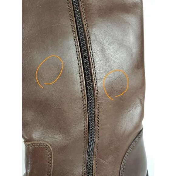 Italian Shoemaker brown  Leather low  Heeled Boots inside side zipper sz 6.5 - Picture 10 of 11